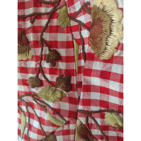Karen Perry Silk Blazer Gingham Floral Fitted Blazer Embroidered US 6 - Picture 4 of 10
